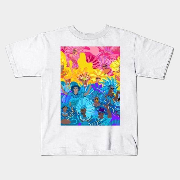 Samba Dancers, Music Festival, Mardi Gras Carnival Festive Arrangement Abstract Contemporary Modern Art Kids T-Shirt by sofiartmedia